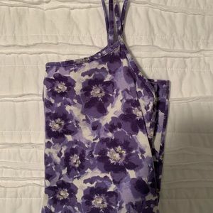 blue and white flower stretchy tank top